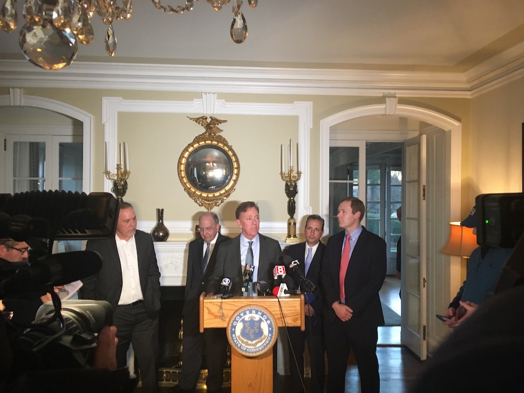 Lamont, Democrats settle on tolling trucks as protesters hit the governor’s mansion